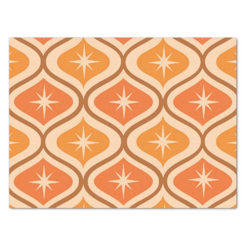 Mid Century Atomic Starbursts on Orange  Ogee  Tissue Paper