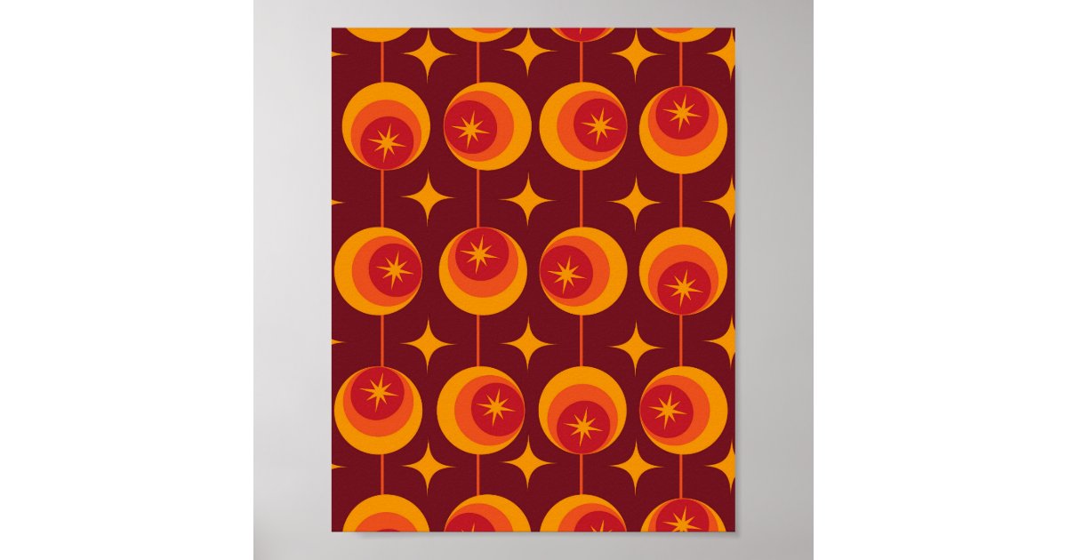 Mid Century Atomic Starbursts on Retro Circles Poster | Zazzle