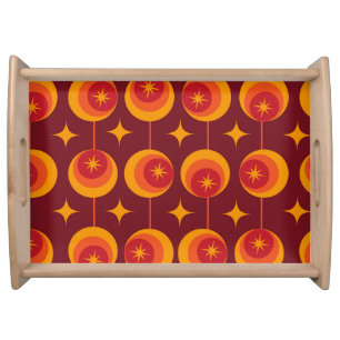 Mid Century Atomic Starbursts on Retro Circles Serving Tray