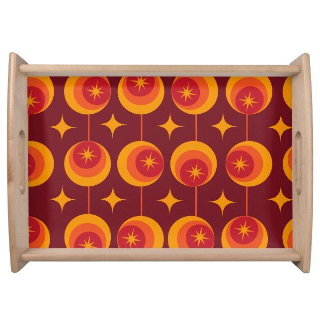 Mid Century Atomic Starbursts on Retro Circles Serving Tray (Front)