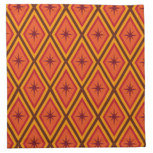Mid Century Atomic Starbursts on retro diamonds Cloth Napkin
