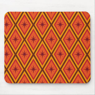 Mid Century Atomic Starbursts on retro diamonds Mouse Pad