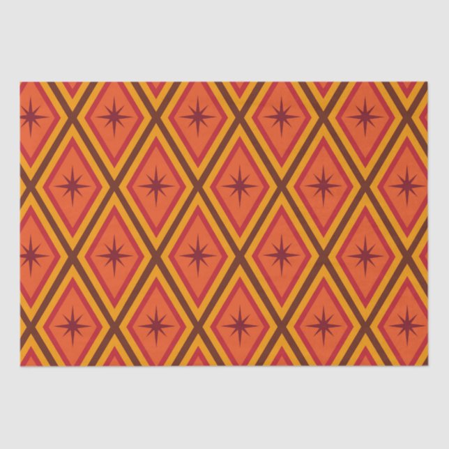 Mid Century Atomic Starbursts on retro diamonds  Tissue Paper (Front)
