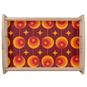 Mid Century Atomic Starbursts  on Vintage Circles Serving Tray