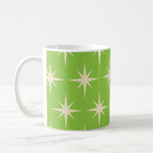Mid Century Atomic Starbursts Pattern Lime Green Coffee Mug