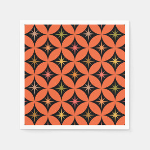 Mid Century Atomic Stars on Orange Circles Napkins