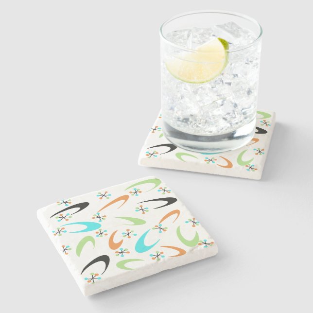 Mid-Century Atomic Stone Coaster (Side)