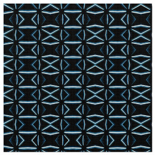 Mid Century Atomic Style Black and Blue Geometric Fabric