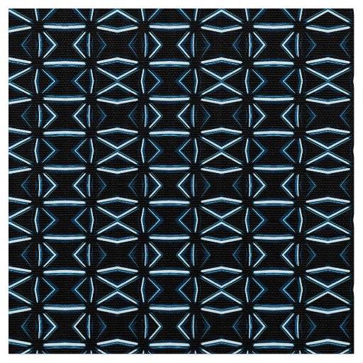 Mid Century Atomic Style Black and Blue Geometric Fabric