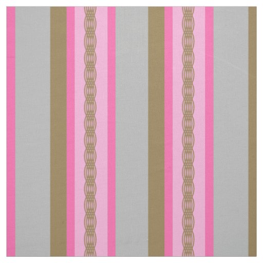 Mid-Century awning stripe - grey / gray, pink, tan Fabric