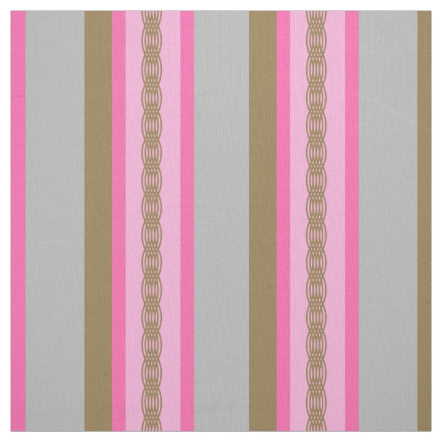 Mid-Century awning stripe - grey / gray, pink, tan Fabric (Swatch)