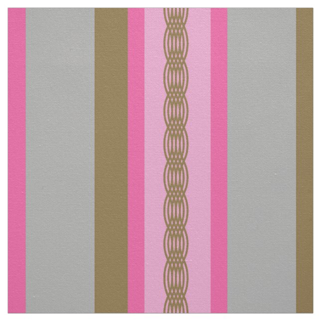 Mid-Century awning stripe - grey / gray, pink, tan Fabric (Swatch)