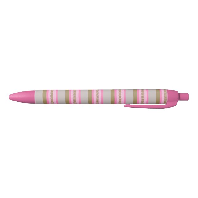 Mid-Century awning stripe - grey / gray, pink, tan Pen (Bottom)