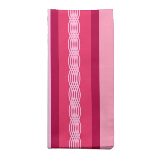 Mid-Century awning stripe - pink and wine Cloth Napkin (Folded)