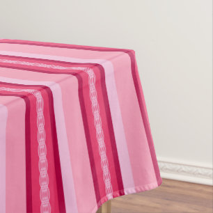 Mid-Century awning stripe - pink and wine Tablecloth