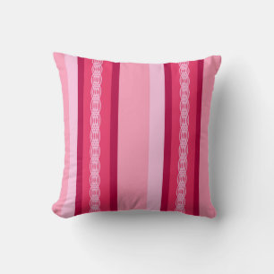 Mid-Century awning stripe - pink and wine Throw Pillow