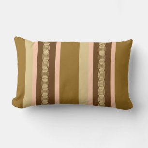 Mid-Century awning stripe - tan and peach Lumbar Pillow