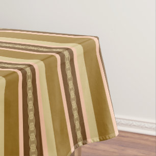 Mid-Century awning stripe - tan and peach Tablecloth