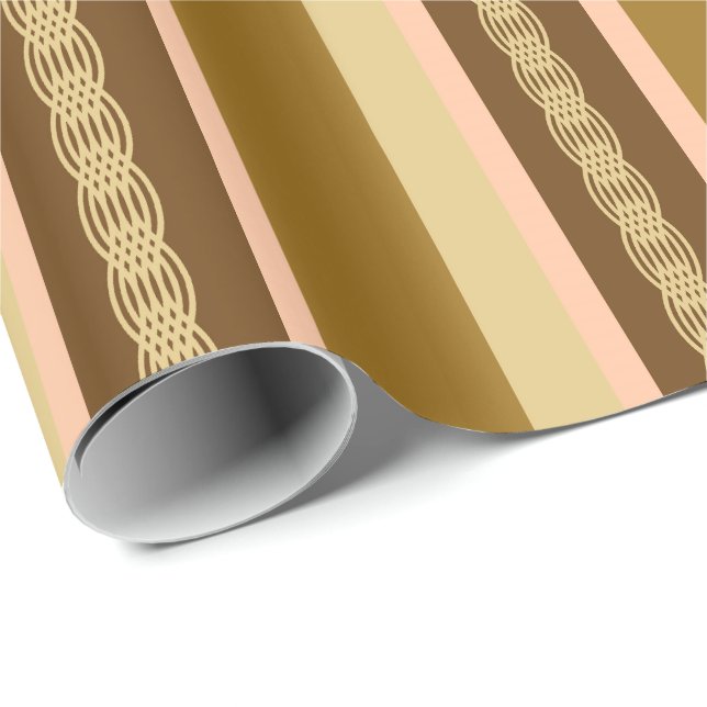 Mid-Century awning stripe - tan and peach Wrapping Paper (Roll Corner)