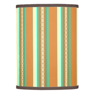 Mid-Century awning stripe - tan & turquoise Lamp Shade