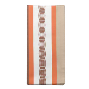 Mid-Century awning stripe - taupe and coral Napkin