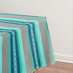 Mid-Century awning stripe - turquoise & grey Tablecloth