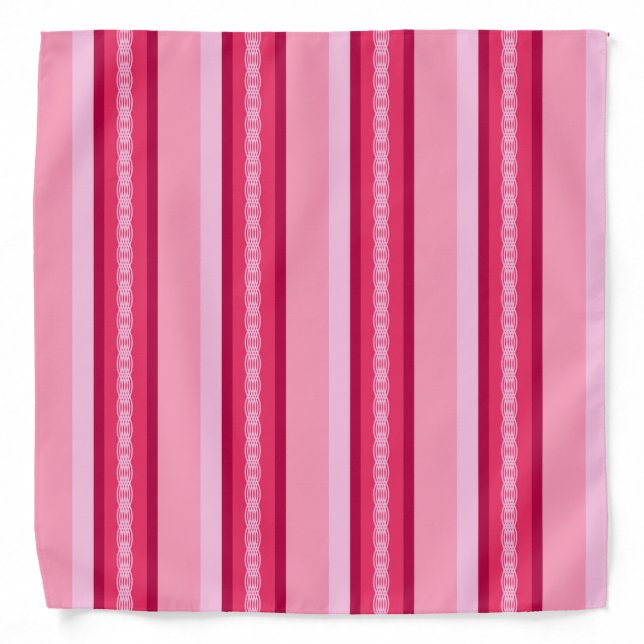Mid-Century Awning Stripes,Pink and Wine Bandana (Front)