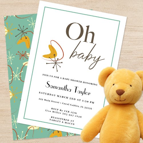 Mid Century Baby Shower Invitation