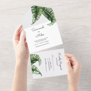 Mid Century Banana Leaf All in One Invite