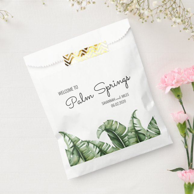 Mid Century Banana Leaf Wedding Welcome Favor Bag (Sealed)