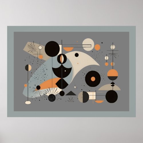 Mid_Century Bauhaus Whimsical Geometric Shapes  Poster