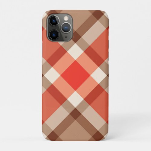 Mid_Century Bias Plaid Coral Orange Brown  Tan iPhone 11 Pro Case