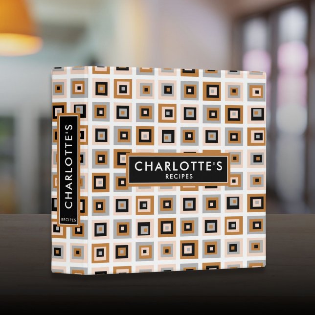 Mid Century Black And Terracotta Square Recipe 3 Ring Binder (Mid Century Black And Terracotta Square Recipe 3 Ring Binder)