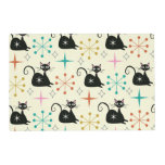 Mid Century Black Atomic Cat with Starbursts  Placemat
