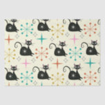 Mid Century Black Atomic Cat with Starbursts  Tissue Paper