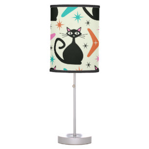 Mid Century Black Atomic Cats with Boomerangs Table Lamp