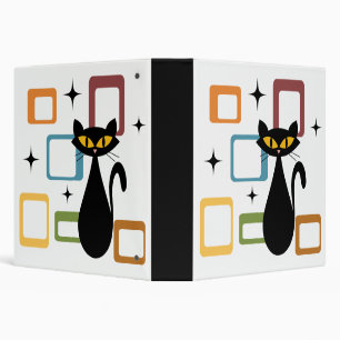 Mid Century black cat 3 Ring Binder