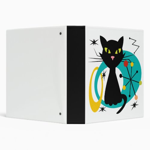 Mid Century black cat 3 Ring Binder