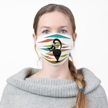 Mid Century Black Cat Design Adult Cloth Face Mask by BattaAnastasia at Zazzle