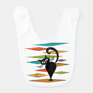 Mid Century black cat design Baby Bib