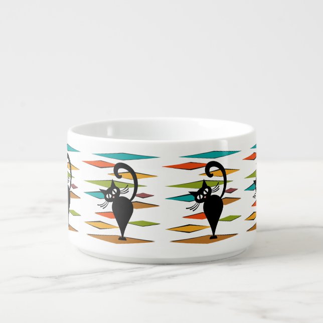 Mid Century black cat design Bowl (Center)