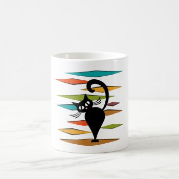 Mid Century Black Cat Design Coffee Mug by BattaAnastasia at Zazzle