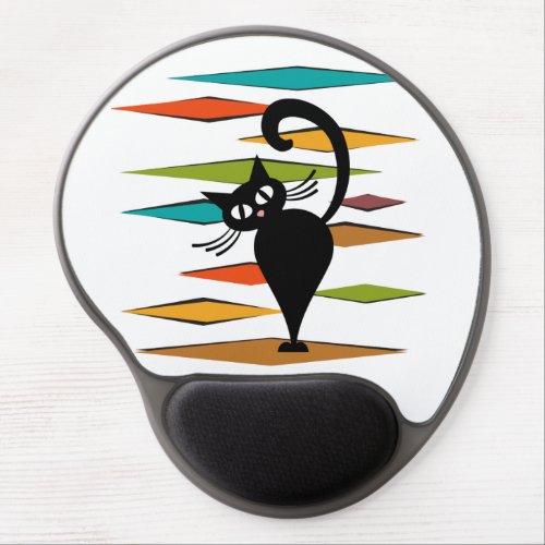 Mid Century black cat design Gel Mouse Pad