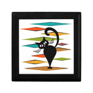 Mid Century black cat design Gift Box