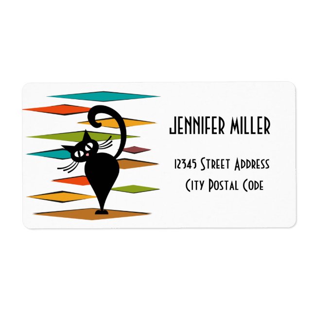 Mid Century black cat design Label (Front)