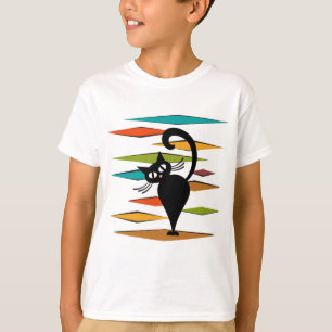 Mid Century black cat design T-Shirt