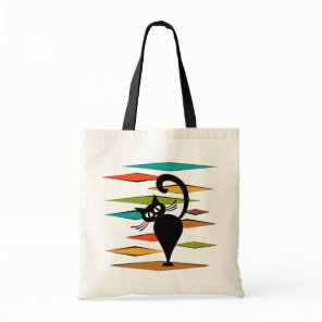 Mid Century black cat design Tote Bag