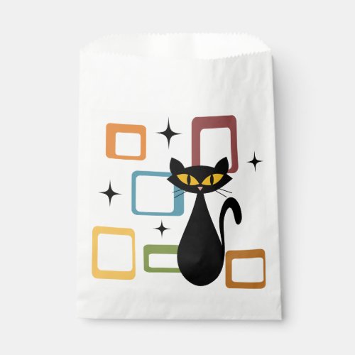 Mid Century black cat Favor Bag