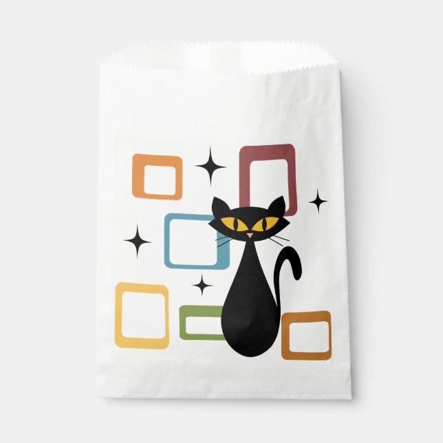 Mid Century black cat Favor Bag (Front)