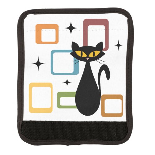 Mid Century black cat Luggage Handle Wrap